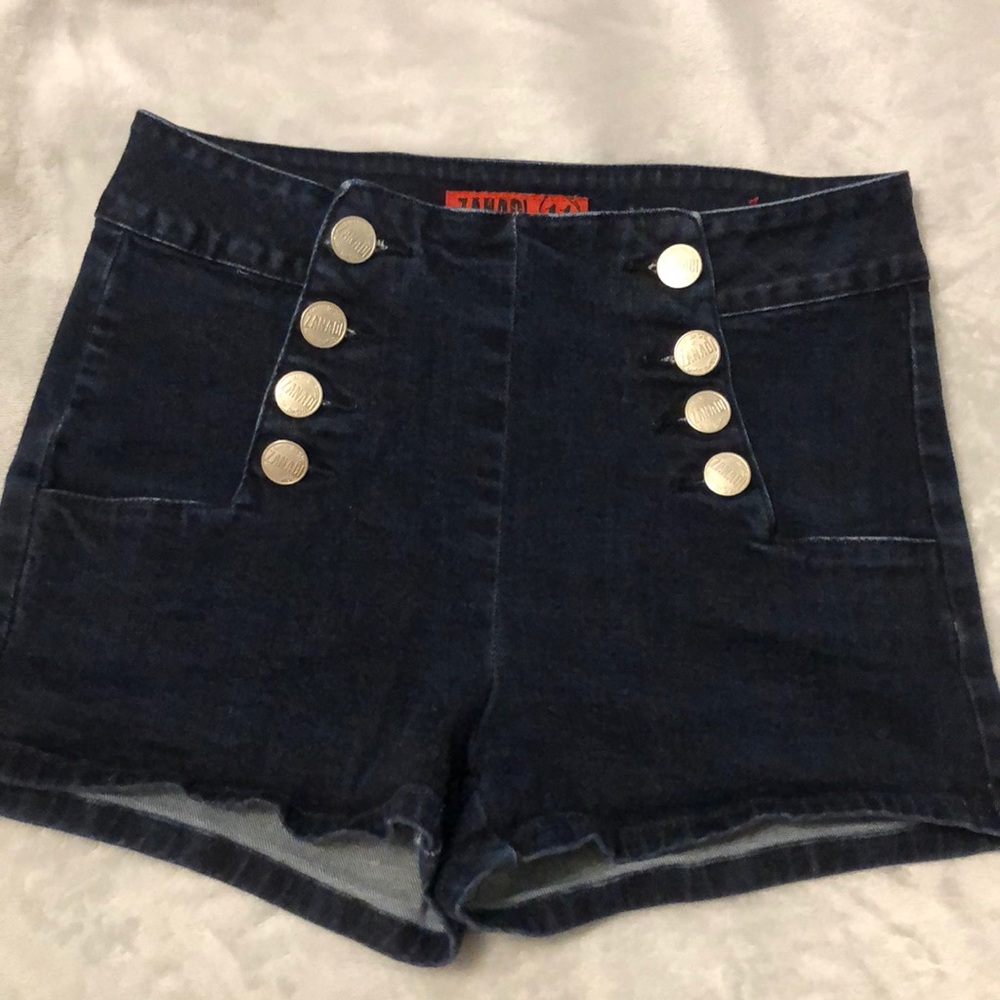 Dark denim high waisted shorts